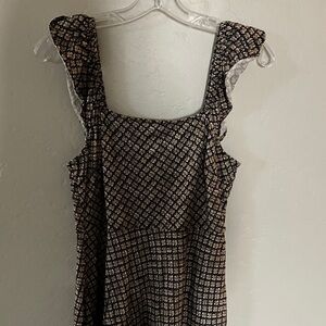 Boden Black and Pink Patterned Midi Dress